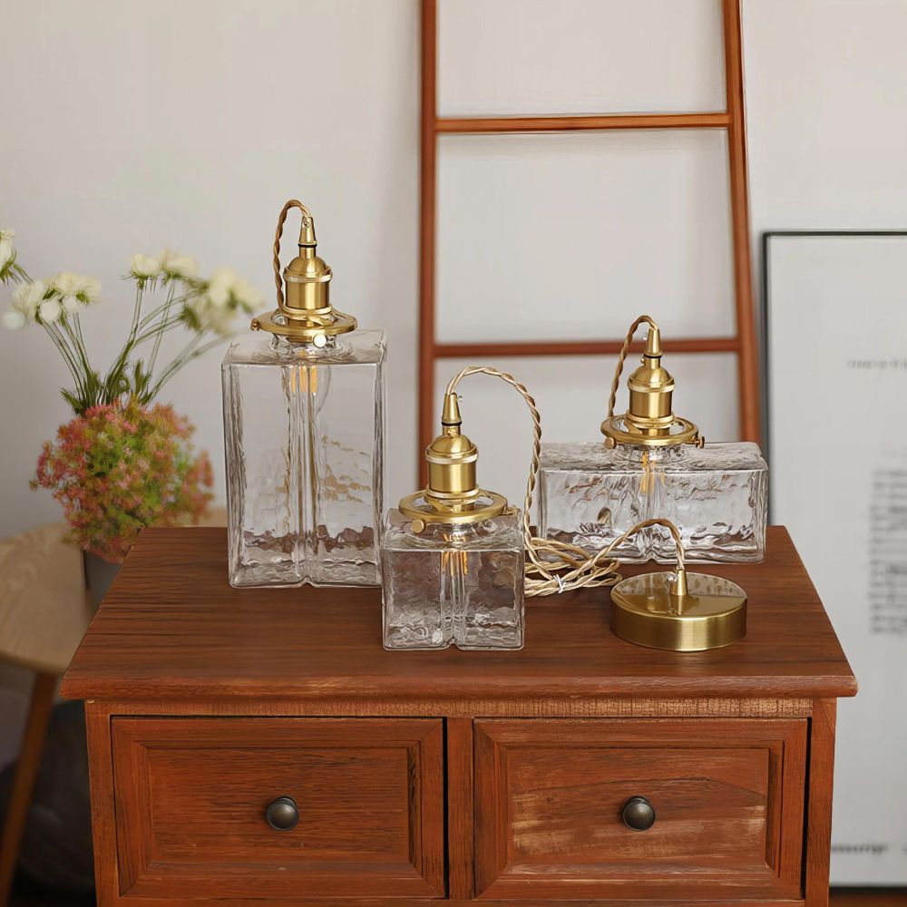 Vintage strukturerad glaspendellampa