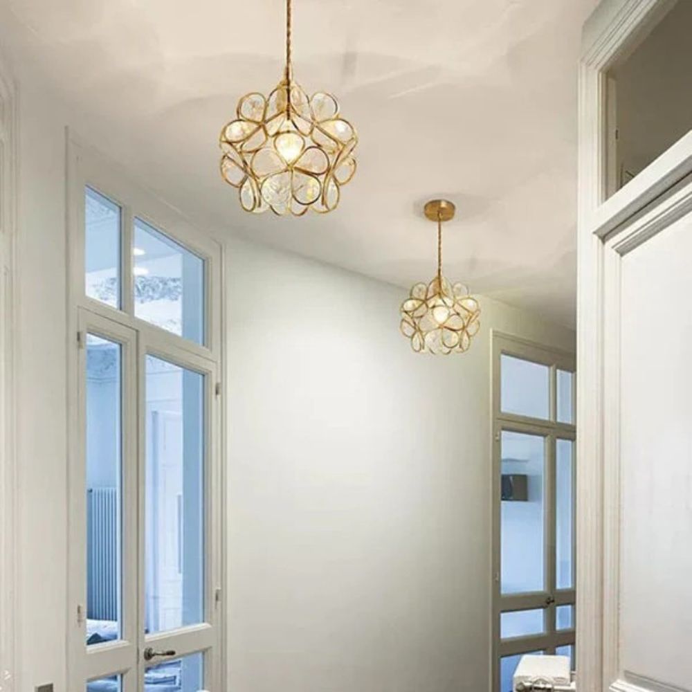 Floral glass pendellampa