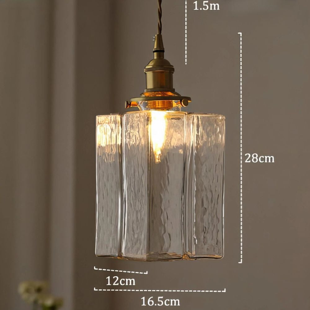 Vintage strukturerad glaspendellampa
