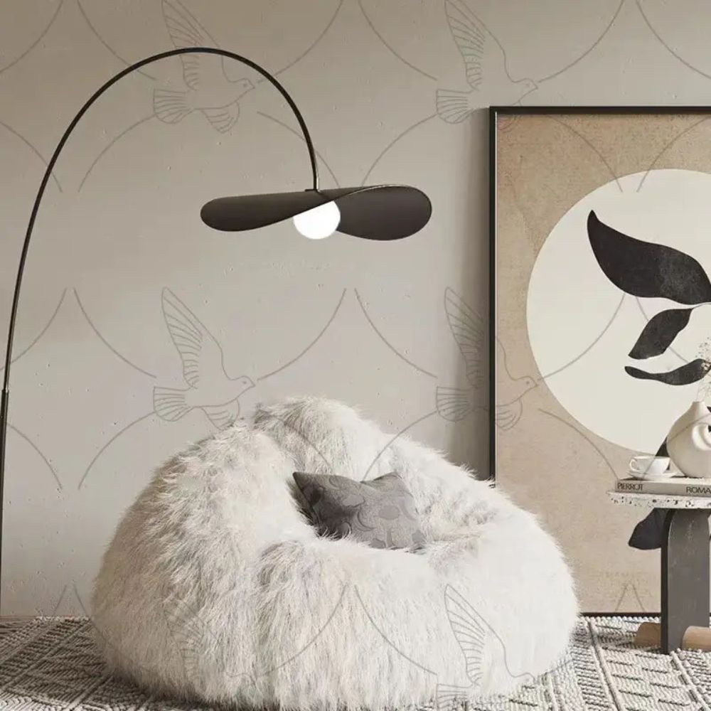 Bågeformad golvlampa med justerbart lamphuvud