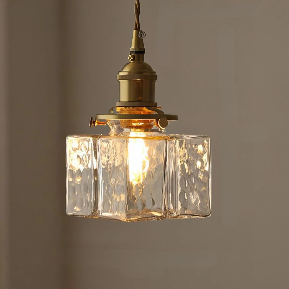 Vintage strukturerad glaspendellampa